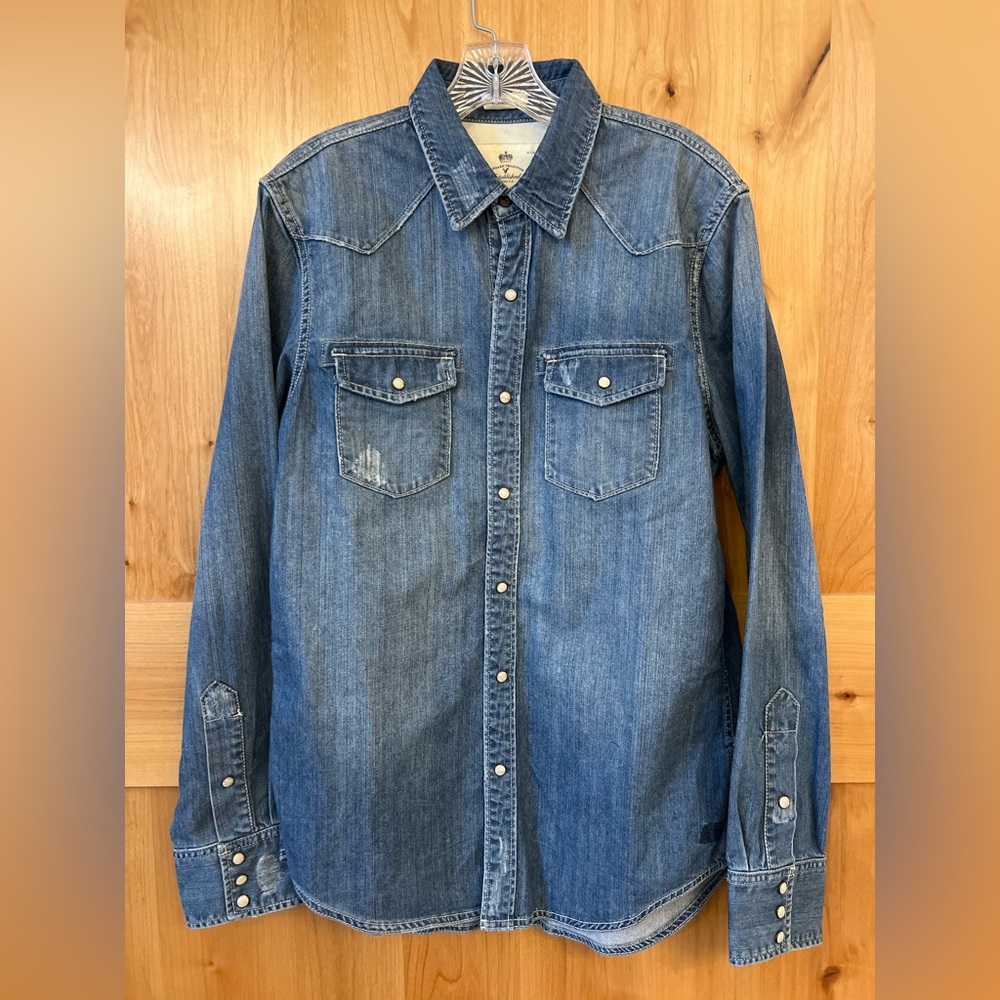 American Eagle Outfitters Western Pearl Snap Denim Shirt Medium